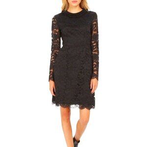 New MARC JACOBS Black Lace Long Sleeve Dress Velvet Trim 6 MSRP $544